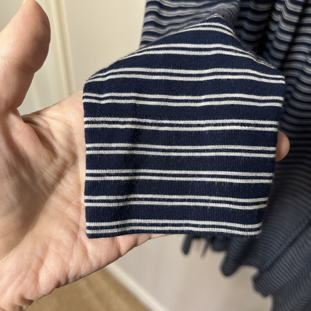 Soma Women Open Front Cardigan Navy White Stripe Jersey Knit Pockets Small - Picture 5 of 11